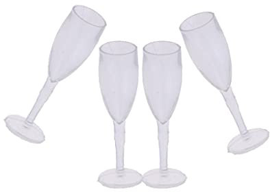 Baoblaze 1/12 Puppenhaus Pub Esszimmer Dekor 4 Miniatur Klarer Weingläser Sektglas #D