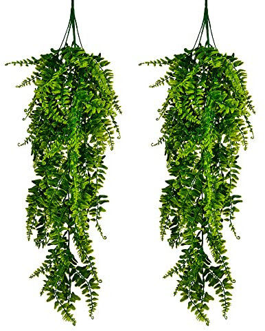 GraduationMall 2 Pack Artificial Hanging Plants, Faux Vine Leaves Decoration for Indoor Outdoor, Greenery Home Decor for Bedroom Garden Living Room, Wedding Courtyard Farmhouse Garland Decor