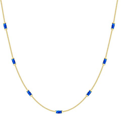 Kette Damen 925 Sterling Silber 14k Vergoldet Halskette Damen Geburtsstein Damen Kette Anhänger Halskette für Frauen Schmuck Weihnachten Geburtstags Geschenk für Sie Frau Freundin Mama Valentinstag
