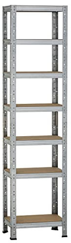 Dysell Schwerlast-Regal 180x40x30 (7HB/125) - Verzinkt - 7 extrastarke HDF-Böden - 875kg Tragkraft - Steckregal für Lager, Garage, Keller, Werkstatt