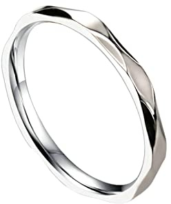 Bishilin Edelstahl Ring Frauen, Silber Ring Personalisiert Schmal 2MM Bandring Freundschaftsring Paterring für Damen