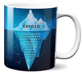 Hustling Sharks® Tasse mit Spruch - Eisberg des Erfolgs - Geschenk Kaffeetasse - 330ml Spülmaschinenfest, Keramik - weiß, Tassen mit Sprüchen, Tasse Motivation, Tasse Büro