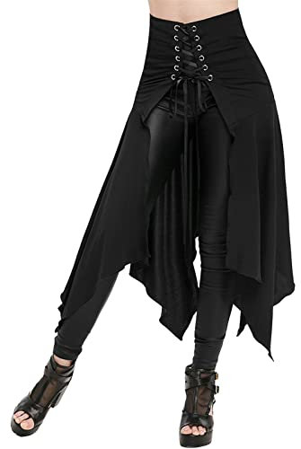 Jupe Steampunk pour femme - Costume de pirate - Jupe steampunk gothique - Volants - Style victorien - Renaissance, A1 noir., XXL