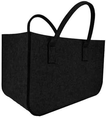 Valo Filztasche (faltbar, Tragetasche aus Filz, Filzkorb, Holzkorb, Aufbewahrungstasche, Einkaufstasche schwarz) VK000402