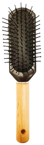 Super Mundo - Cepillo de Pala Profesional, Cepillo Pelo plástico para Alisar y Secar el Cabello,con Mango Madera(96334)
