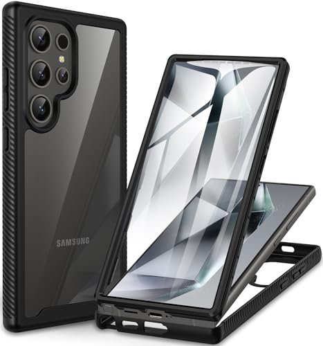 CENHUFO für Samsung Galaxy S24 Ultra Hülle, 360 Grad Schutzhülle mit eingebautem Displayschutz Robust Stoßfest Panzerhülle Bumper Cover Case Handyhülle für Samsung Galaxy S24 Ultra 5G - Schwarz