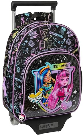 Safta M020 Monster High Kinderrucksack mit Trolley 705, ideal für Kinder verschiedener Altersgruppen, bequem und vielseitig, Qualität und Widerstandsfähigkeit, 28 x 10 x 34 cm, Unisex Kinder (1 Stück)