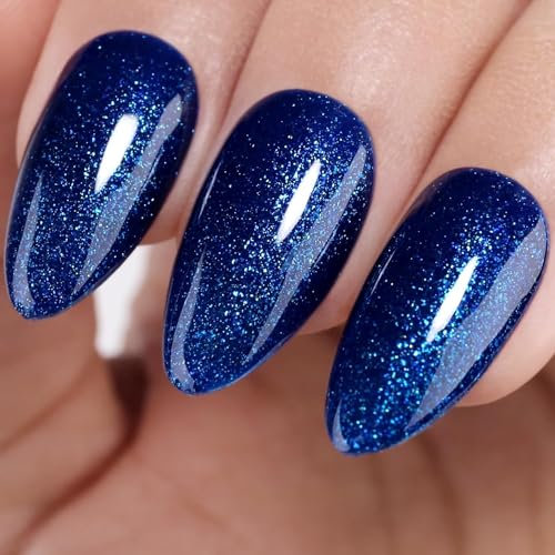 Imtiti Gel Nail Polish, 15ml Glitter Navy Blue Gel Polish UV LED Soak Off Color for Manicure Salon or DIY Nail Art at Home