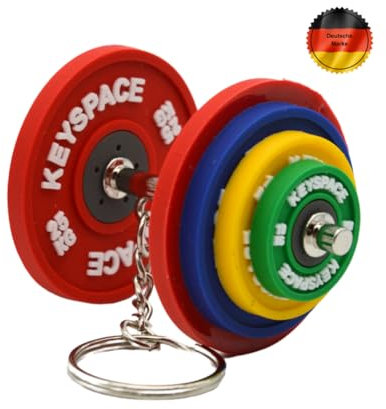 KEYSPACE Porte-clés en forme d'haltère - Cadeaux de fitness - Accessoires de salle de sport, Olympia multicolore, taille unique