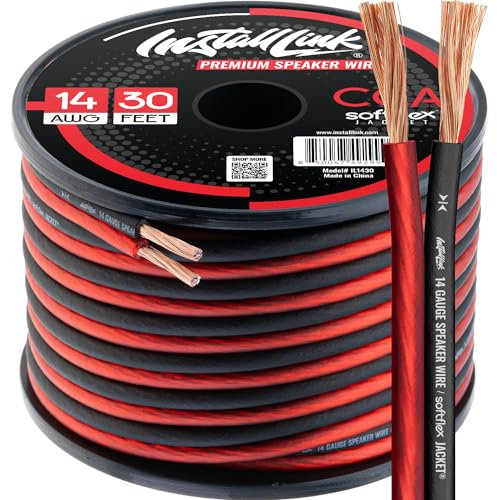 14 AWG Gauge Speaker Wire Cable (30 Feet) Stereo, Car or Home Theater, CCA