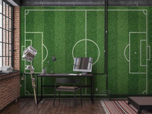 Fotomural Papel Pared Línea Verde del campo de fútbol modelo 3d Pegatinas de Pared Autoadhesivo,Moderna Decoración De Pared Sala Cuarto Oficina Salón,150 * 105cm