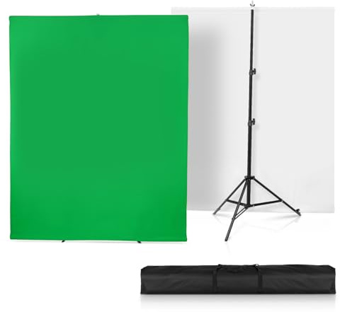 Vielseitiger Hintergrundständer, 6.5x6.5ft knitterfester zusammenklappbarer Hintergrund Chromakey-weißer/grüner Bildschirm für Fotostudio-Videoaufnahmen, Porträt-Headshot-Fotografie (2x2m 6.5x6.5ft)
