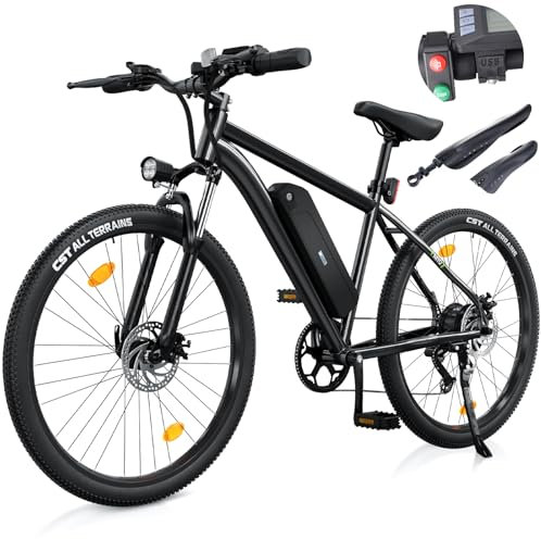 E Bike für Herren Damen, 26 Zoll E-Mountainbike Abnehmbarer 10.4Ah Akku,7-Gang Pro,3.5H Schnellladung,5 Fahrmodi, Elektrofahrrad Reichweite Max 100km,250W Motor Electric Fahrrad mit Schutzblech