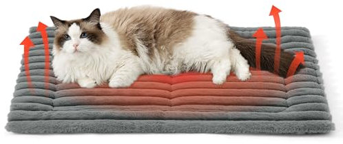 BEDSURE Selbstwärmende Hundematte für kleine Hunde – Katzendecke für große Katzen mit Rutschfester Unterseite und seitlichem Griff, kleine Hundekäfigmatratze für Welpen und Katzen, 76 x 50 cm, grau