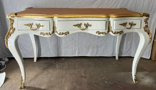 Casa Padrino Barock Sekretär mit 3 Schubladen Weiß/Gold/Braun - Barock Büro Möbel