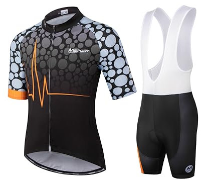 Msport Fahrradbekleidung Set – Komplettanzug Radtrikot + Trägerhose mit 5D-Gel-Polsterung Antistoß - M06 L