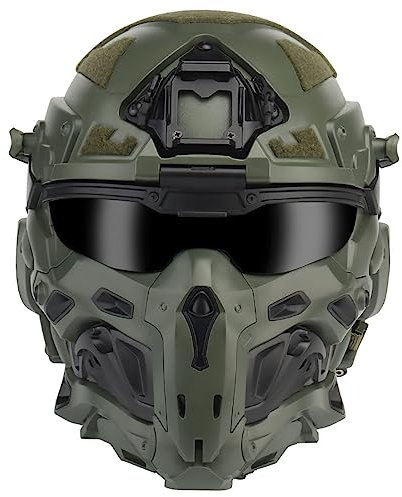 Metalakaer Airsoft Fast Helmet - Full Face Protective Tactical Helmet With Built-in Tactical Headset, Anti-Fog Fan, Removable Anti-Fog Goggles for Airsoft Paintball Sooting Wagrgame CS