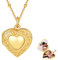KINGWHYTE Herz Medaillon Kette Gold 925 Sterling Silber 14K Vergoldet Keltisches Herz Bilder Foto Anhänger Schmuck Geschenke für Frauen Mädchen 18+2inch Kette von Perlen