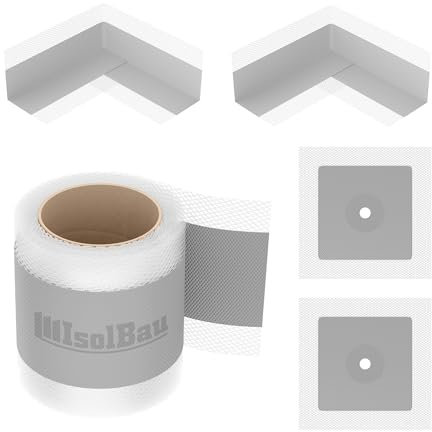Isolbau 107G Bandset - Dicht-Set für den Innen und außen bereich inkl. 5 m Dichtband, 2x Innenecken, 2x Wandmanschetten, Abdichtung Dusche Bad Küche Wand Wasserdicht