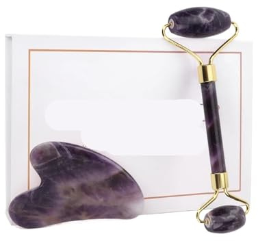 Jade-Roller, Schaber, Massagegerät, Amethyst-Kristall, Massageroller, Gua-Sha, Gesicht, Jadestein, Hautpflege-Werkzeuge (Typ A)