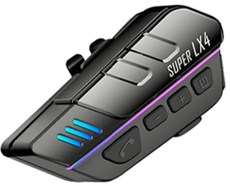 BTQILEYOO LX4 Motorcycle Helmet Bluetooth Headset, Bluetooth 5.3 Headphone, Smart Noise Reduction, HiFi Level Sound Quality, IP67 Waterproof, 2 Different Types of Mic, Compatible with All Helmets