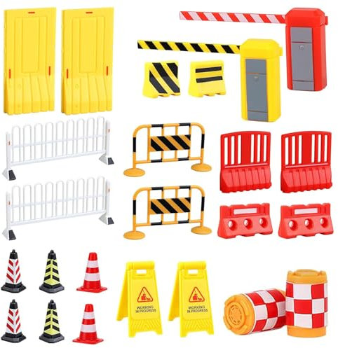 Jouets Éducatifs Pour Enfants Panneaux De Signalisation 24 Pièces Boîte À Outils Miniature Jardin Accessoires De Lutin Pour Chantier De Construction Panneau De Signalisation Routière Barricade Enfant