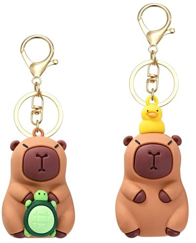 LunarCharm Lot de 2 porte-clés Capybara en forme d'animal Capybara, drôle pour sac à dos, porte-clés Capybara, porte-clés de sac à main, Design A, L