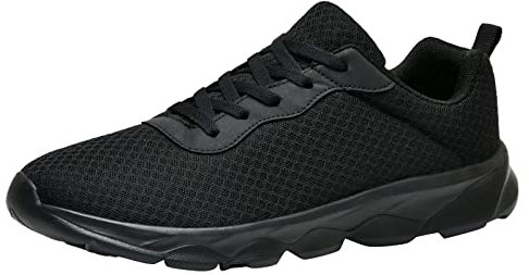 Scarpe da uomo estive di grandi dimensioni casual traspiranti in rete alla moda scarpe casual da corsa da uomo stivali da ginnastica, Nero , 44 EU