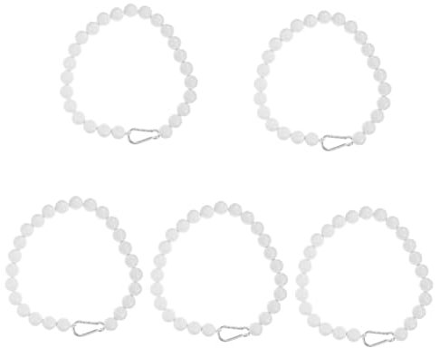 POPETPOP 5 Pièces chaîne de Guidage de mât de Drapeau kit de Corde de mât de Drapeau Corde à Linge Cordes Collier de Fixation Anneau de retenue perlé chaîne de Poids de Drapeau PVC Blanche