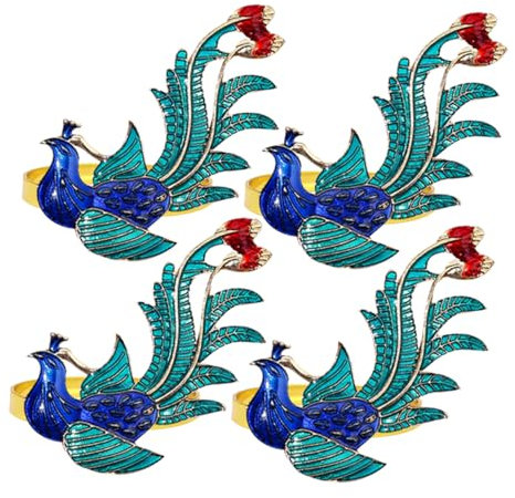 MAGICLULU 4stücke Vogel-serviettenringe Ausgefallene Serviettenringe Glitzernde Einzigartige Tischdekorationsringe