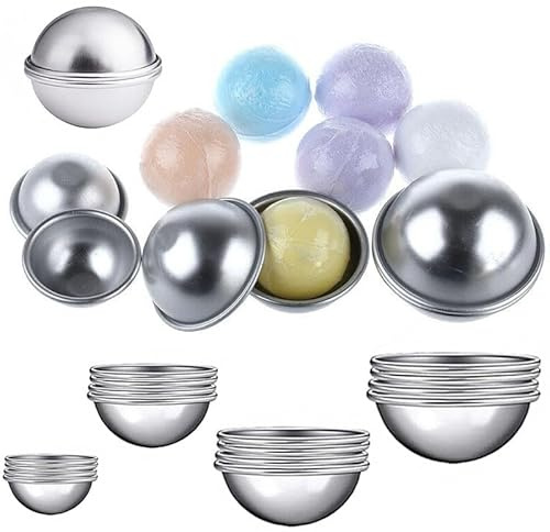 16 Stücke Bath Bomb Mold Kit, BetterJonny Badebombe Formen DIY Seifenform Badebombe Formen Kit Aluminium Badekugeln Form Seifenform Molds Form für Badebomben Hausgemachte Badekugeln 4,5/5,5/6,5/7,8CM