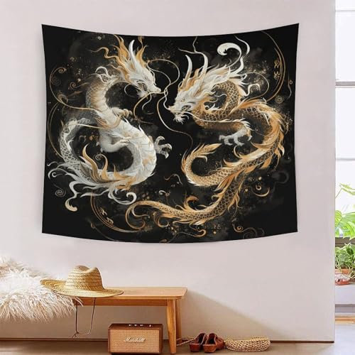 EKZLQJWPN 3D Druck Drachen Wandteppiche Poster Ornament Wandbehang Wandteppich Wanddeko Wandbehang Für Wohnzimmer Schlafzimmer Tapisserie 100cmx150cm