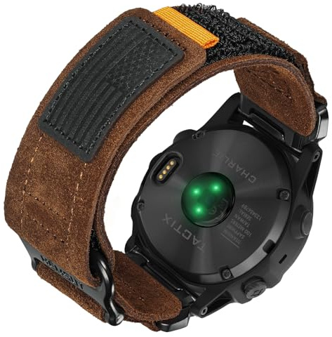 Weiches Wildlederarmband, 26mm Militärarmband Kompatibel mit Garmin Instinct 3 50mm/2X /Fenix 8 51mm/7X/7X Pro/6X/6X Pro/5X/5X Plus, Tactix 7 Pro/Delta, Quatix 6X/5X, Descent MK1/MK2