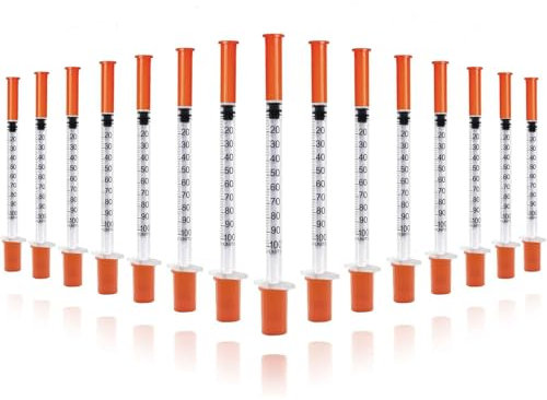 20 Pcs 1ml Syringe 30G*8mm Plastic Syringes with Cap for Labs Pets Feeding Small Syringe for Oil or Glue ,Individually Sealed Packaging (20 Pack 1ml 0.3x8mm)