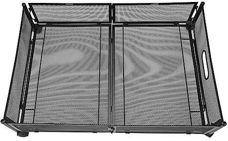 Dsacxixai Under Bed Storage, Paper Tray, Grid Pattern Pull Out Type Detachable Metal Under Bed Storage with Wheels for Clothes Toy (Black)