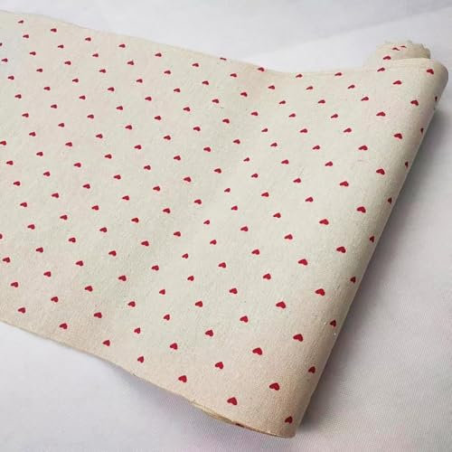 ONECHANCE Bedruckter Baumwollstoff Meterware 100x150cm Dekostoff Baumwolle Leinenstoff zum Nähen und Dekoration Color Kleine Herzen Size 1 Meter