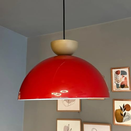 bamyum Yimpi Küchenlampe Hängend Vintage Ø30 cm, Lampenschirm Hängelampe Esstisch Wohnzimmer, Küchenlampe Hängend, Hängelampe Küche, Pendelleuchte Wohnzimmer, Pendelleuchte Vintage Industrial, Rot