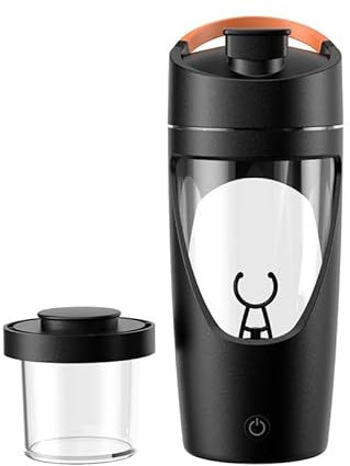 Electric Protein Shaker Bottle 700ml, USB Rechargeable Blender Mixer Cup with 200ml Storage Protein Shakes & Smoothies, Portable Leakproof Gym Shaker Cups for Gym Sport Travel,BPA-Free (Black)