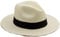 Tumia LAC - Chapeau Fedora Panama - Léger et enroulable, Blanc avec garniture noire, 54