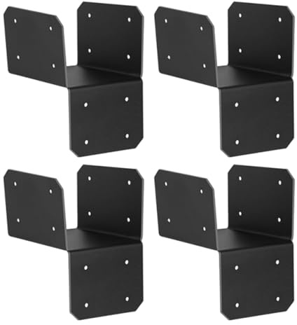 Staffe per pali in legno, 10 x 10 cm, set di 4 connettori trave per carpente,anti-ruggine, collegamento robusto per capannone a spina di pesce, per interni esterni, gazebo
