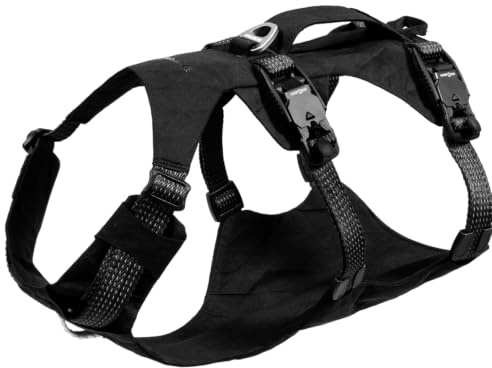 Ruffwear Ridgeline Hundegeschirr, reflektierend, strapazierfähig, Hunde- und Haustiergeschirr, wasserdicht, mit Griff, 3 Leinenbefestigungspunkte, Obsidian-Schwarz, Größe L/XL