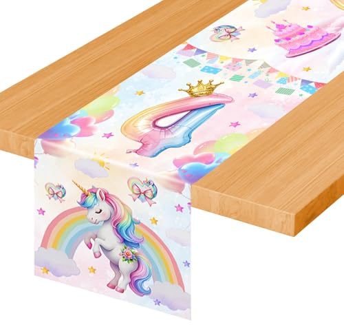 TaimeiMao 4 Jahre altes Einhorn Tischdecken,Geburtstag Tischdecken180x30cm | Einhorn Tischdecke Kindergeburtstag,Einhorn Tischdecke Party,Einhorn Party Zubehör,für Unicorn Birthday Decoration