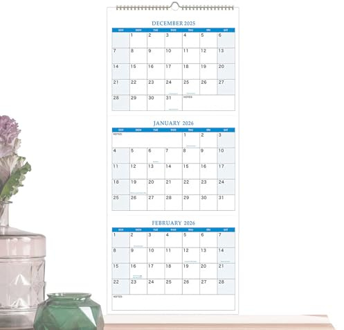 Calendario De Pared Grande 2026 - Calendario Vertical Grande De 3 Meses | Suministros De Oficina Para Cumpleaños Viajes Ejercicio Hogar Fiestas Eventos Bodas