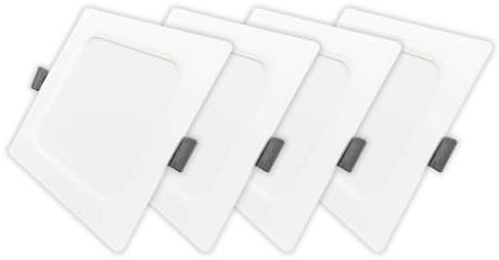 LUXULA 4 Stück LED Einbauleuchte eckig Weiß 119x26mm 6W 600lm, IP44 | CCT 2700K 4000K 6000K einstellbar, IP44 Einbaustrahler flach, LED Deckenstrahler 230V für Bad, Küche und Innenräume