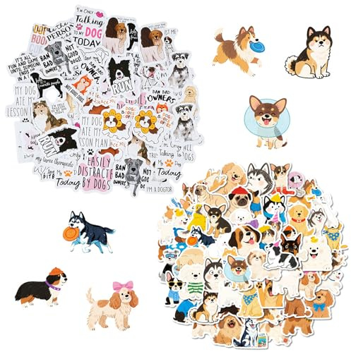 102 Pcs Cute Dog Stickers Kawaii Hand-Drawn Puppy Stickers with Text for Travel Case Laptop Scrapbook DIY Decoration Stickers Set Breeds Waterproof Pet Stickers Gift for Kids Pet Lovers