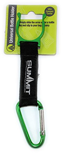 SUMMIT Water Bottle Holder Clip Carabiner Key Chain Universal Camping Hiking Cycling (Green)