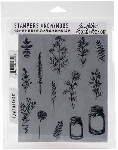 Stampers Anonymous Art Gone Wild AGCMS297 Tim Holtz Gummistempel-Set, Blumen-Glas, Synthetisches Material, Mehrfarbig, 24,5 x 18 x 0,6 cm
