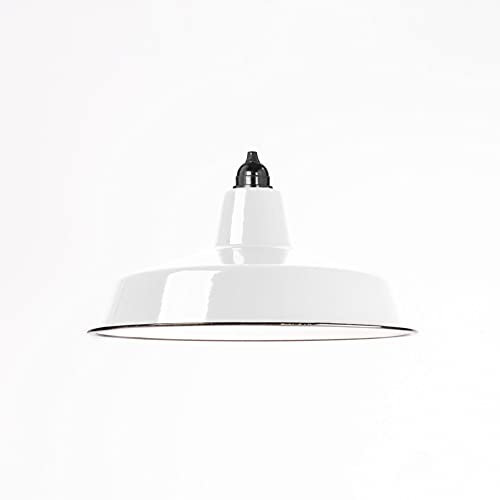 Industrie Lampenschirm Emaille Weiß (2. Wahl), Fabriklampe 36 cm, inkl. Lampenfassung Bakelit