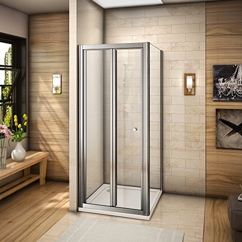AICA 90x70x185cm cabine de douche pliante paroi de douche en verre trempé sécurit