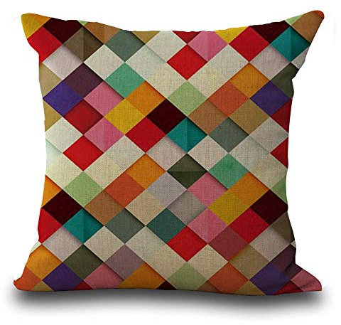 Hengjiang bunte Kissenbezüge, geometrisch, abstraktes Design, aus Leinen, als Dekoration, 45 x 45 cm, für Sofa 04